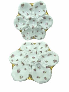 Set of Six Haviland & Co. Limoges Oyster Plate French Vintage Porcelain