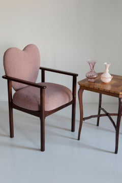 Set of Six Heart Dining Chairs, Pink Boucle, Vintola Studio, Europe, Poland