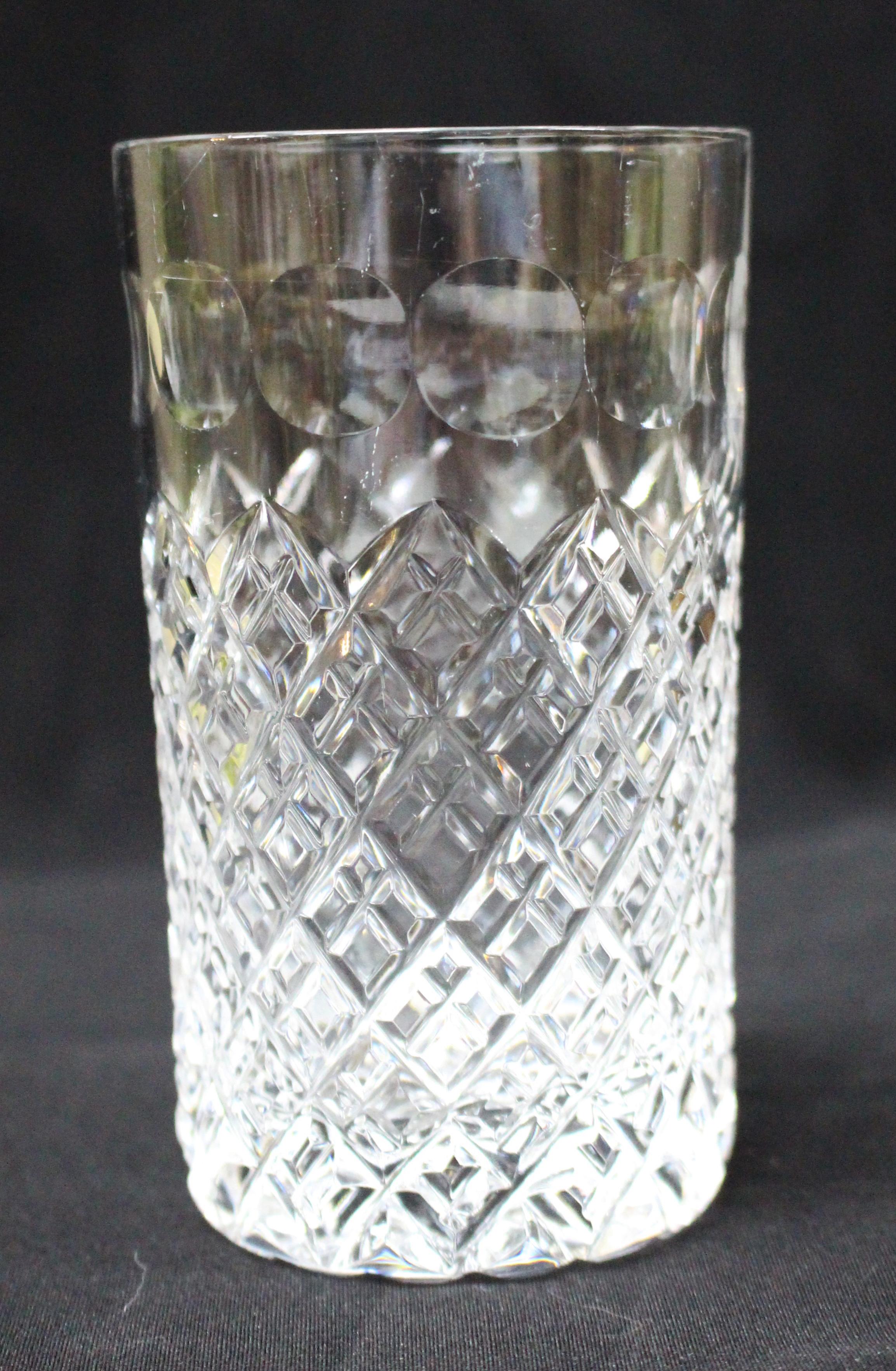 Period circa 1960, English.
Origin Stourbridge, Stuart crystal.
Type Highball glass.
Set of six.
Measures: Top diameter 7 cm / 2 3/4 in
Height 12.5 cm / 5 in.




Very nice quality set of Stuart crystal highball glasses

Hand cut with a