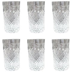 Set of Six Heavily Cut Crystal Highball Glasses