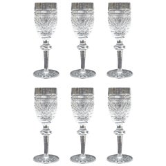Vintage Set of Six Heavily Cut Waterford Knopped Stem Port Glasses