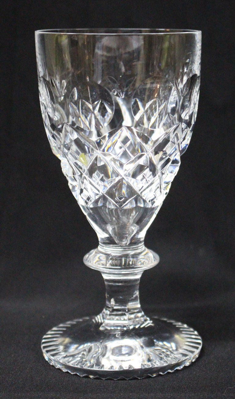 Set of Six Heavy Cut Glass English Wine Glasses For Sale at 1stDibs