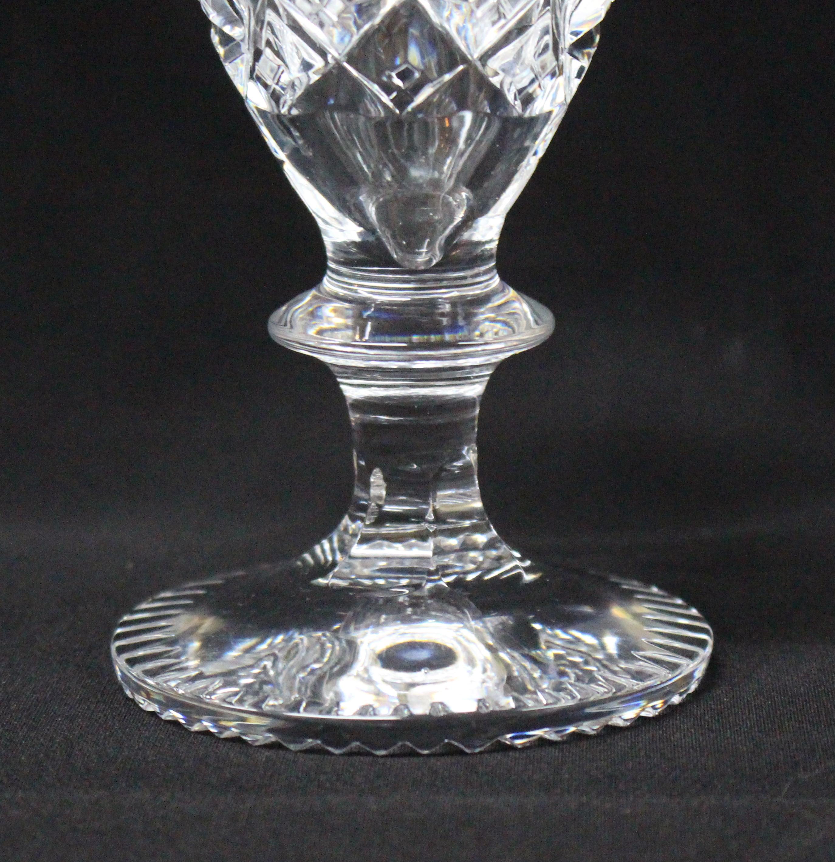 Set of Six Heavy Cut Glass English Wine Glasses For Sale at 1stDibs
