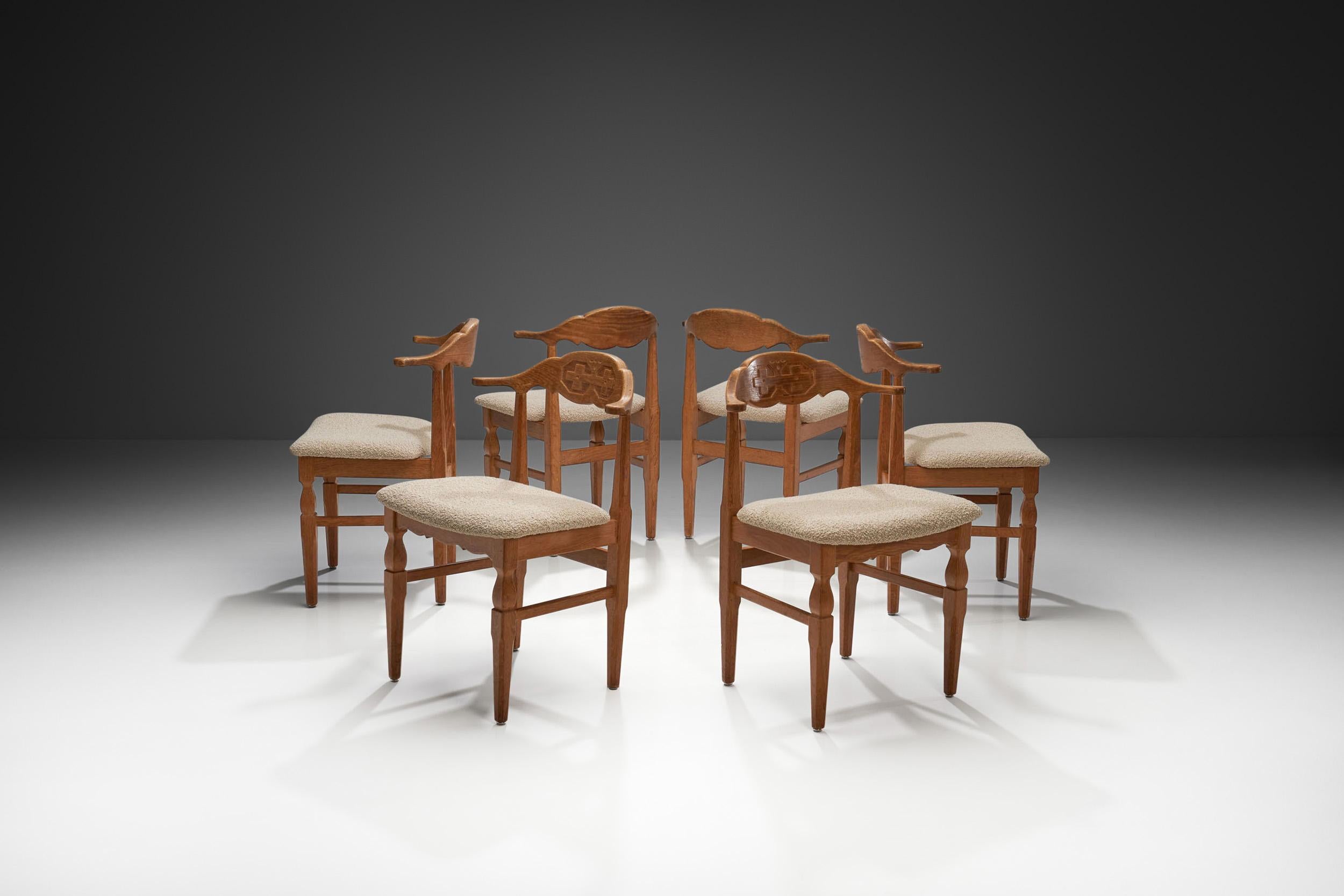 Juego de seis sillas de comedor Henning Kjærnulf para EG Kvalitetsmøbel, Dinamarca Años 60 Danés en venta