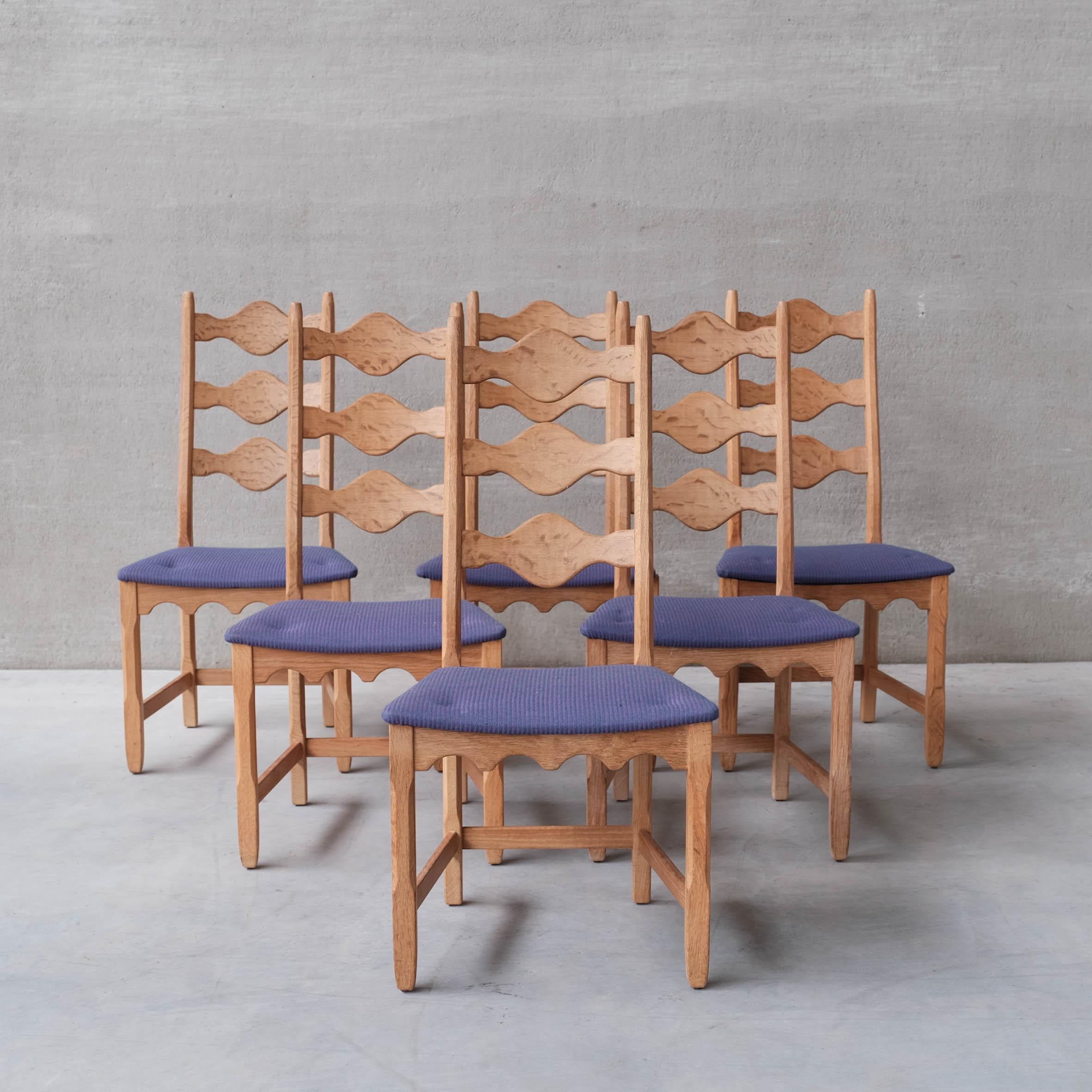 Set of Six Henning Kjaernulf Oak Mid-Century Danish Dining Chairs For Sale 5