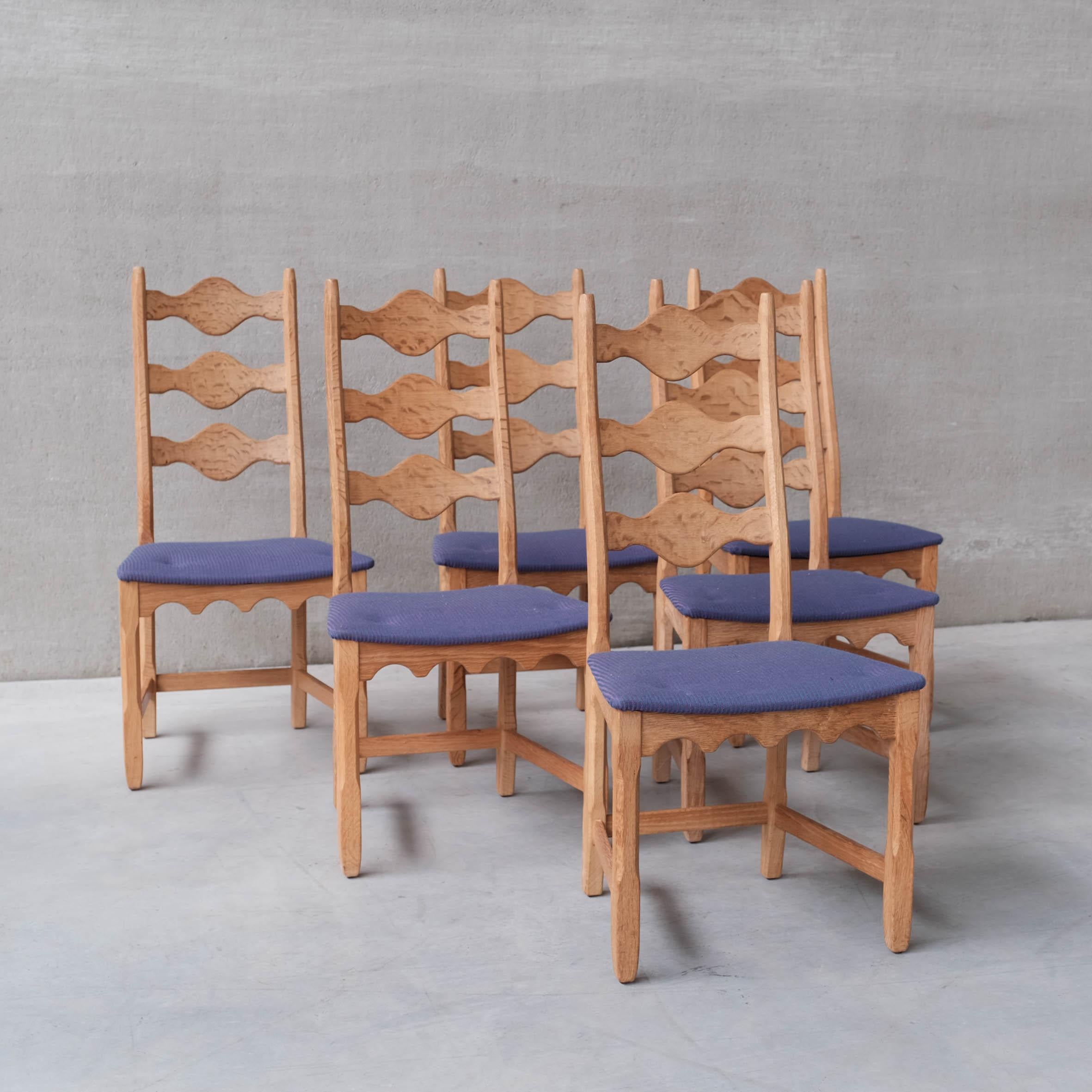 Set of Six Henning Kjaernulf Oak Mid-Century Danish Dining Chairs For Sale 6