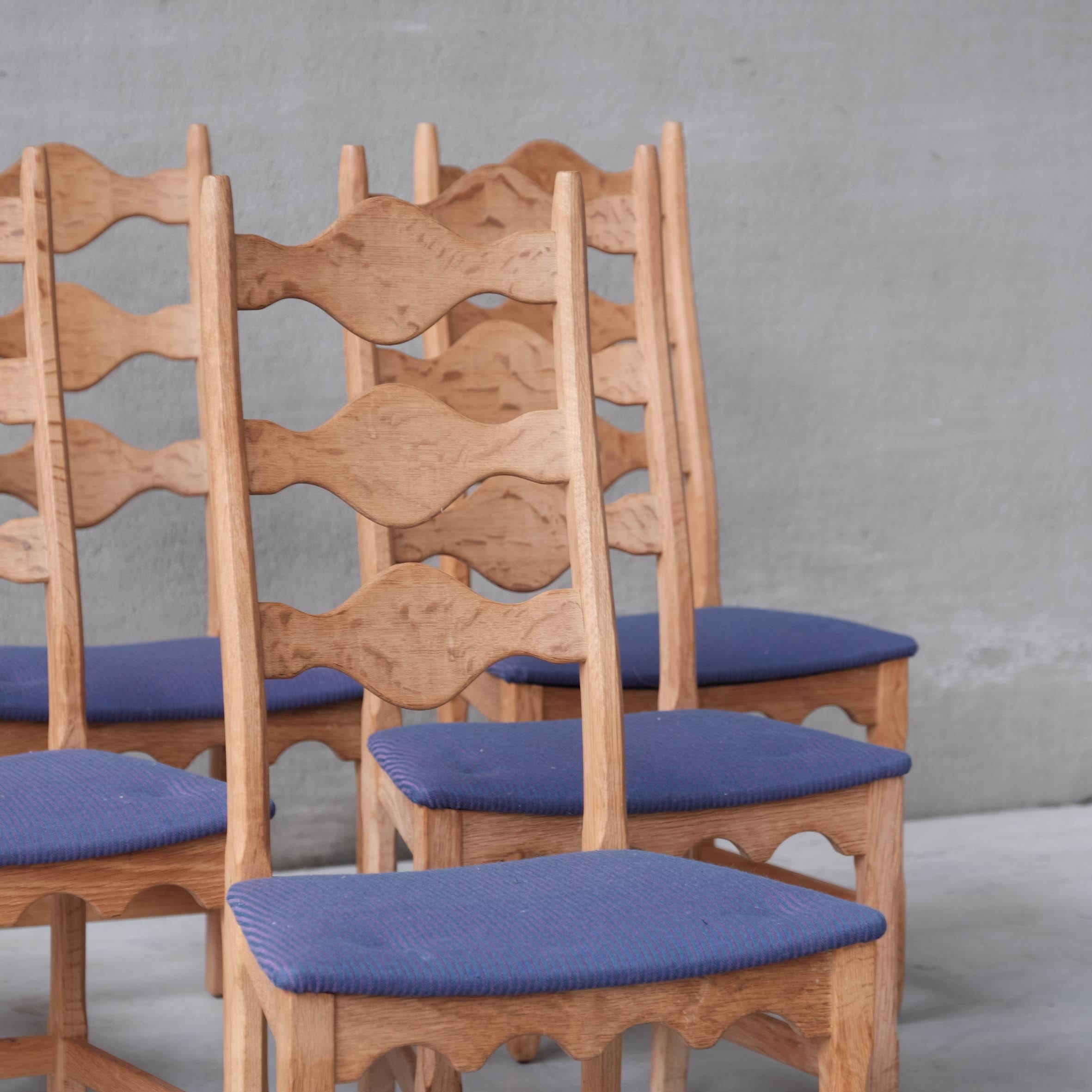 Set of Six Henning Kjaernulf Oak Mid-Century Danish Dining Chairs For Sale 7