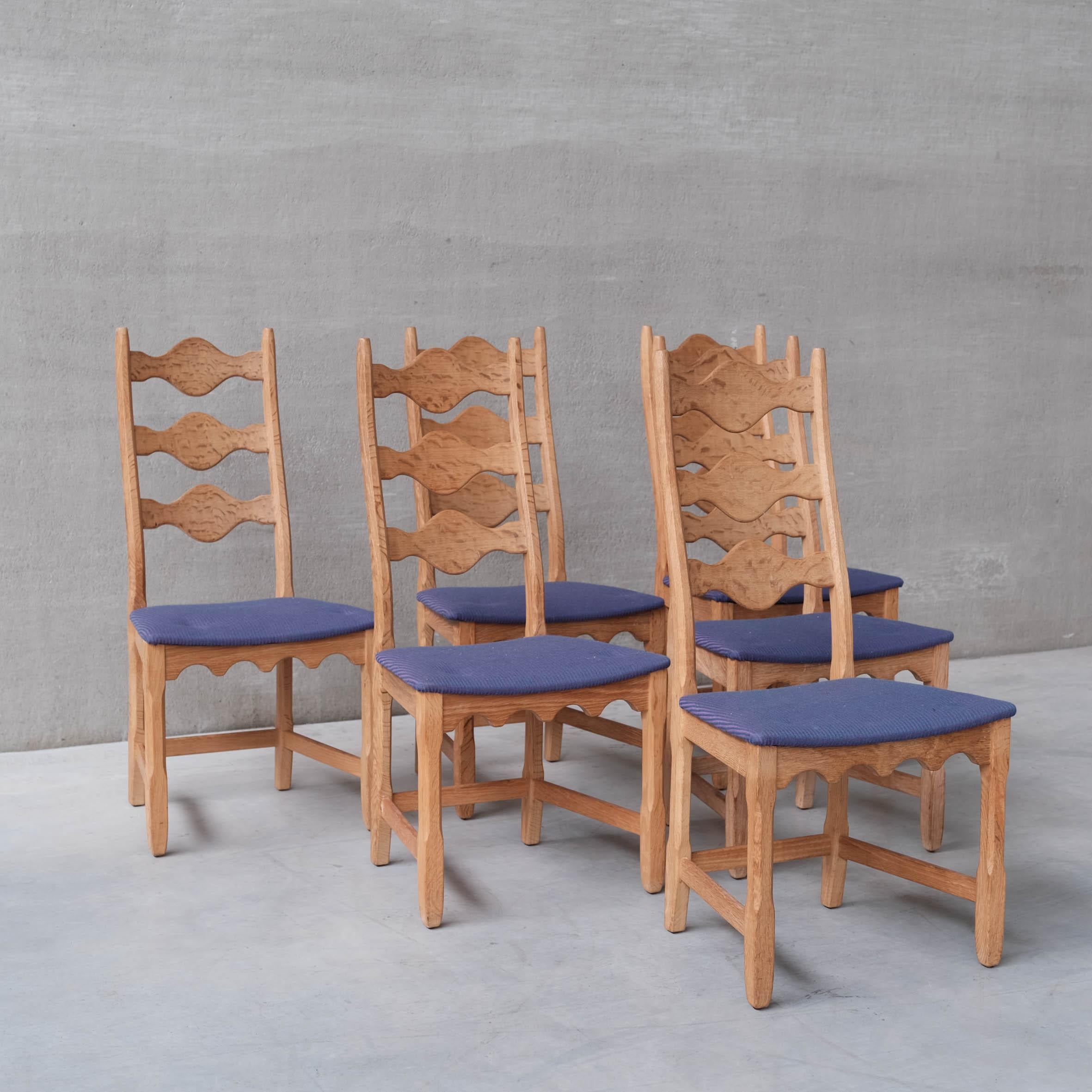 Set of Six Henning Kjaernulf Oak Mid-Century Danish Dining Chairs For Sale 8