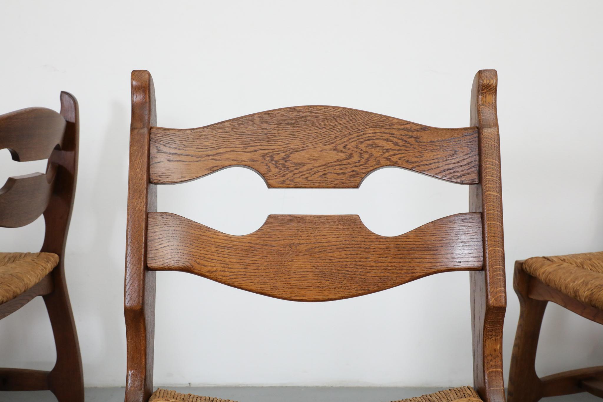 Set of Six Henning Kjaernulf Style Razorback Dining Chairs with Rush Seats 6