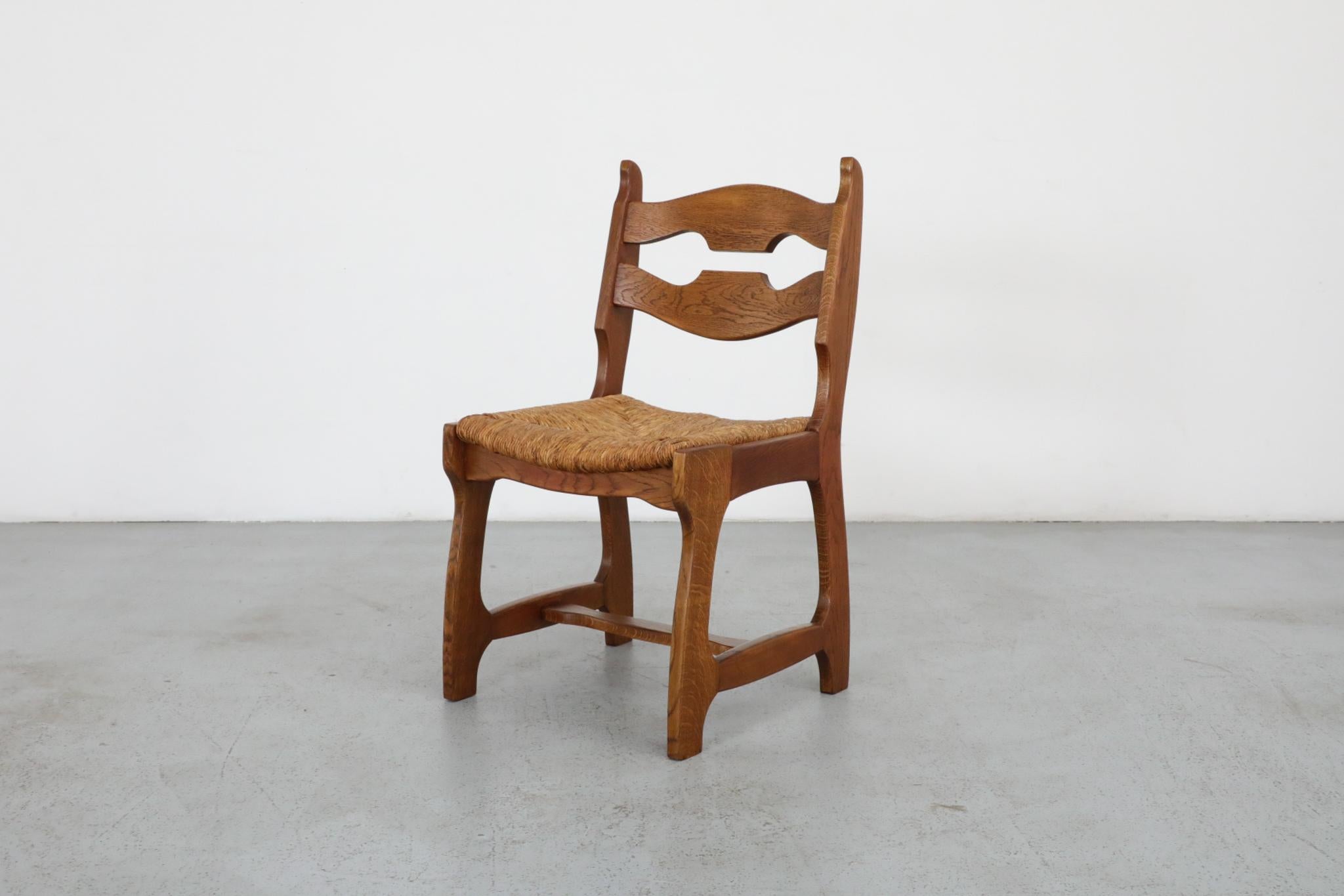 Set of Six Henning Kjaernulf Style Razorback Dining Chairs with Rush Seats In Good Condition In Los Angeles, CA