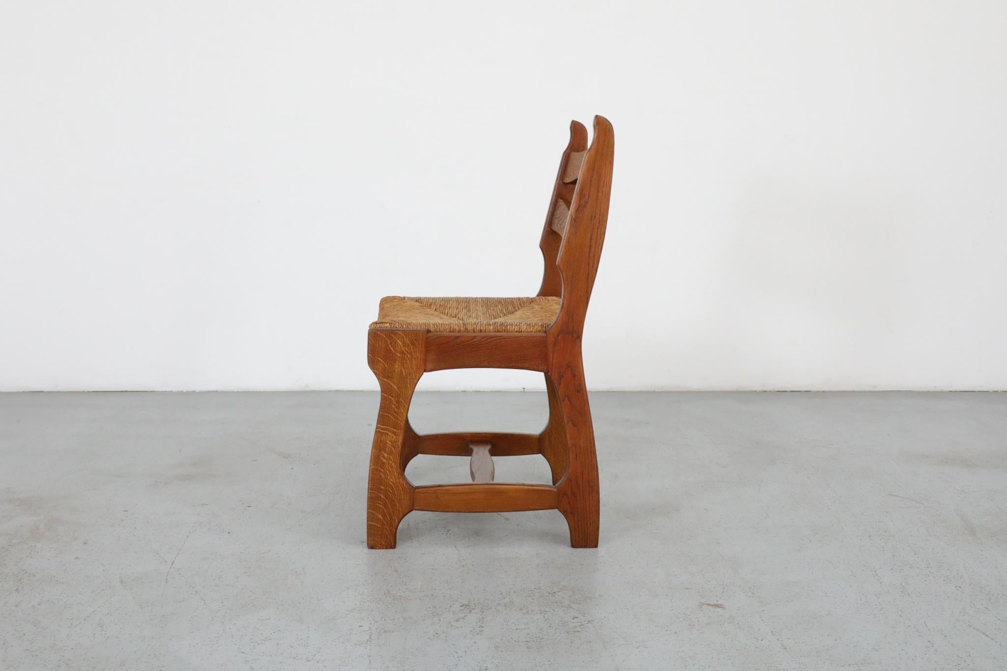 20th Century Set of Six Henning Kjaernulf Style Razorback Dining Chairs with Rush Seats