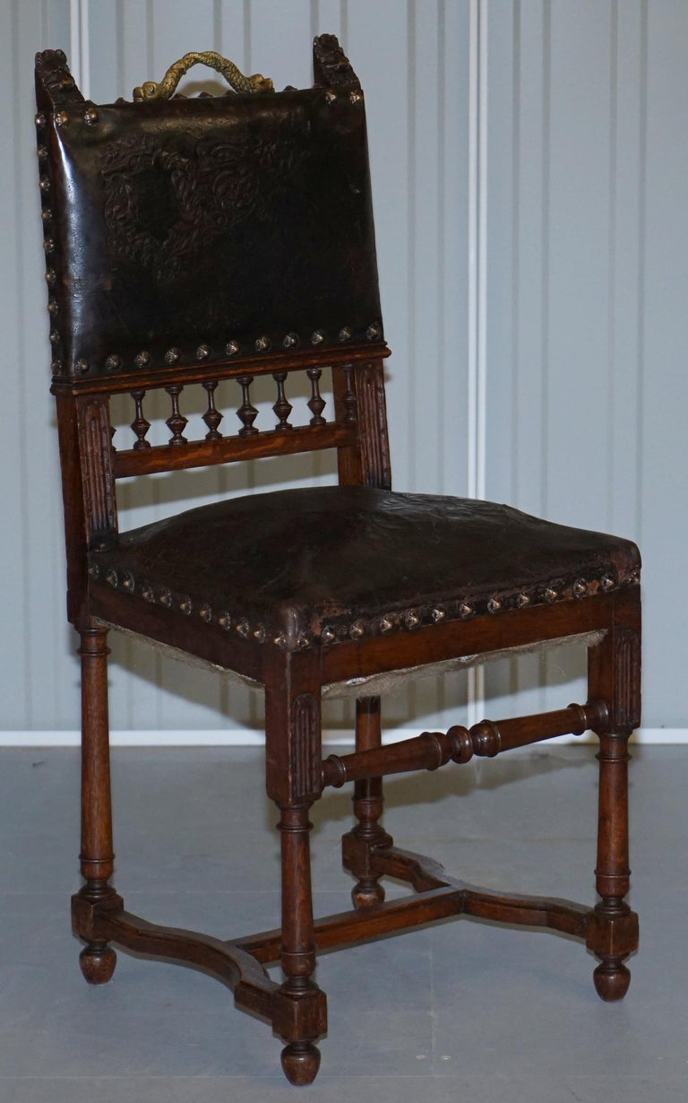 Vintage Embossed Lion Pressed Leather Fiber Chair Seat Replacement  Unfinished
