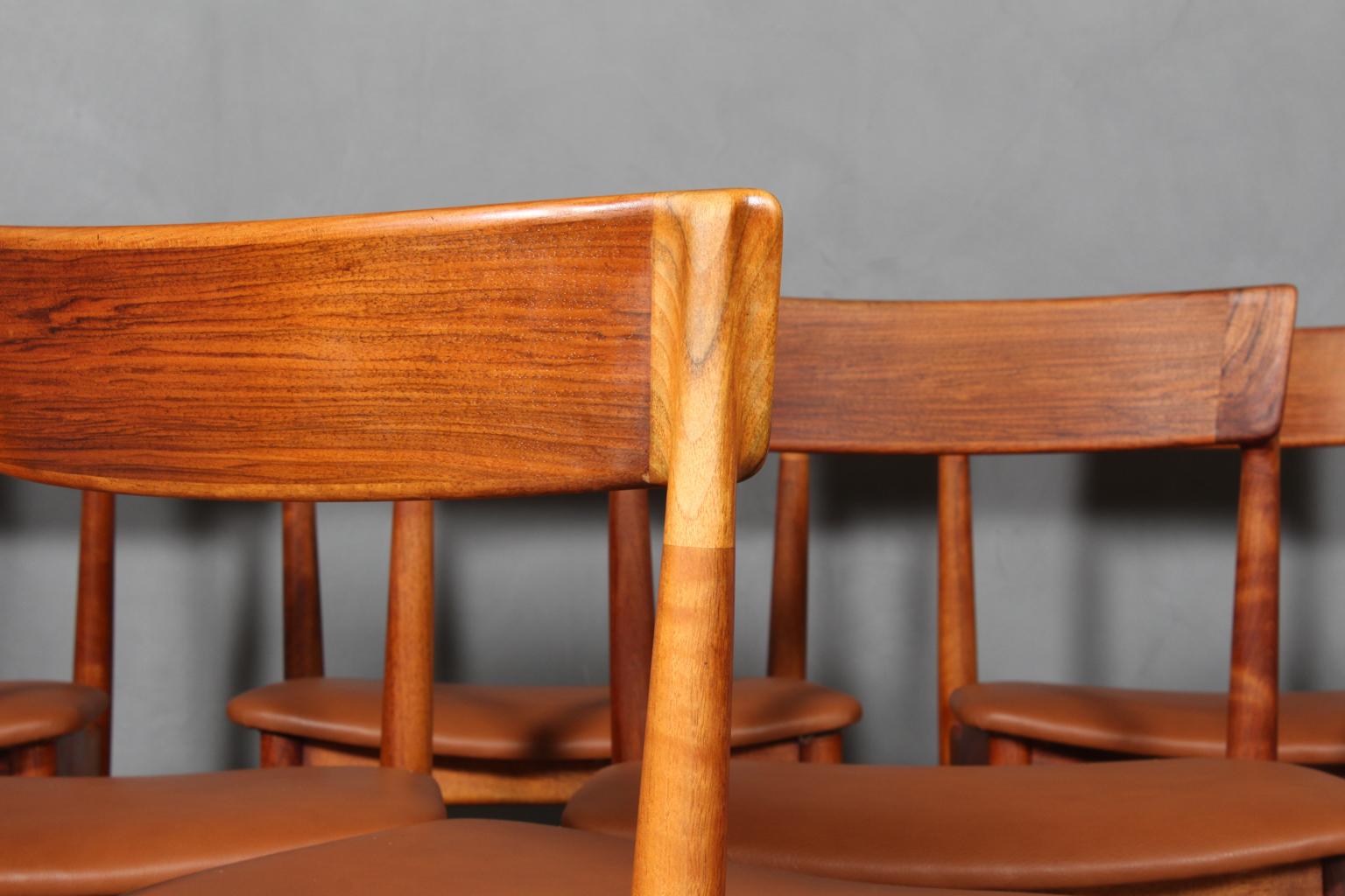 Nutwood Set of Six Henry Rosengren Hansen Dining Chairs