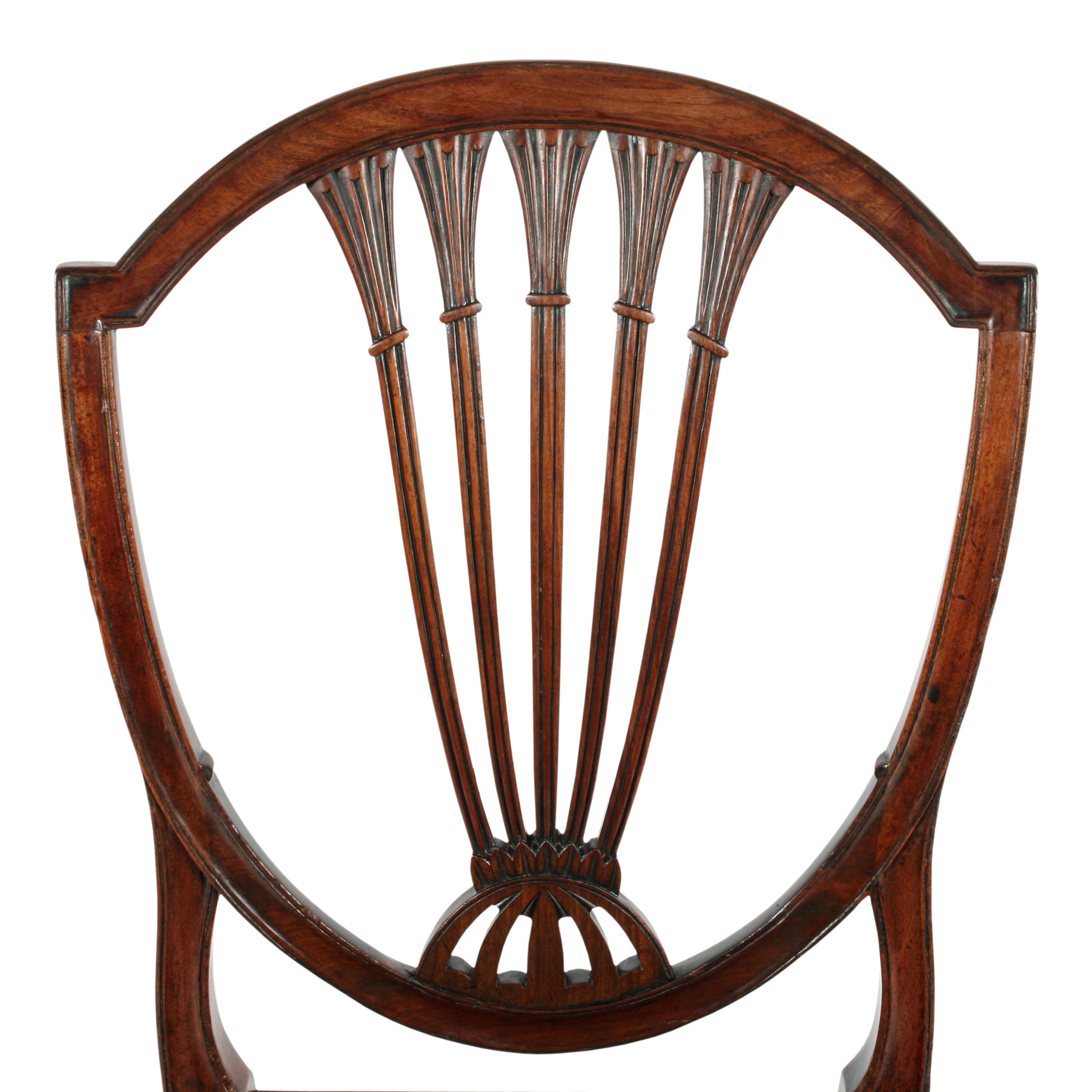 Mahogany Set of Six Hepplewhite Chairs For Sale