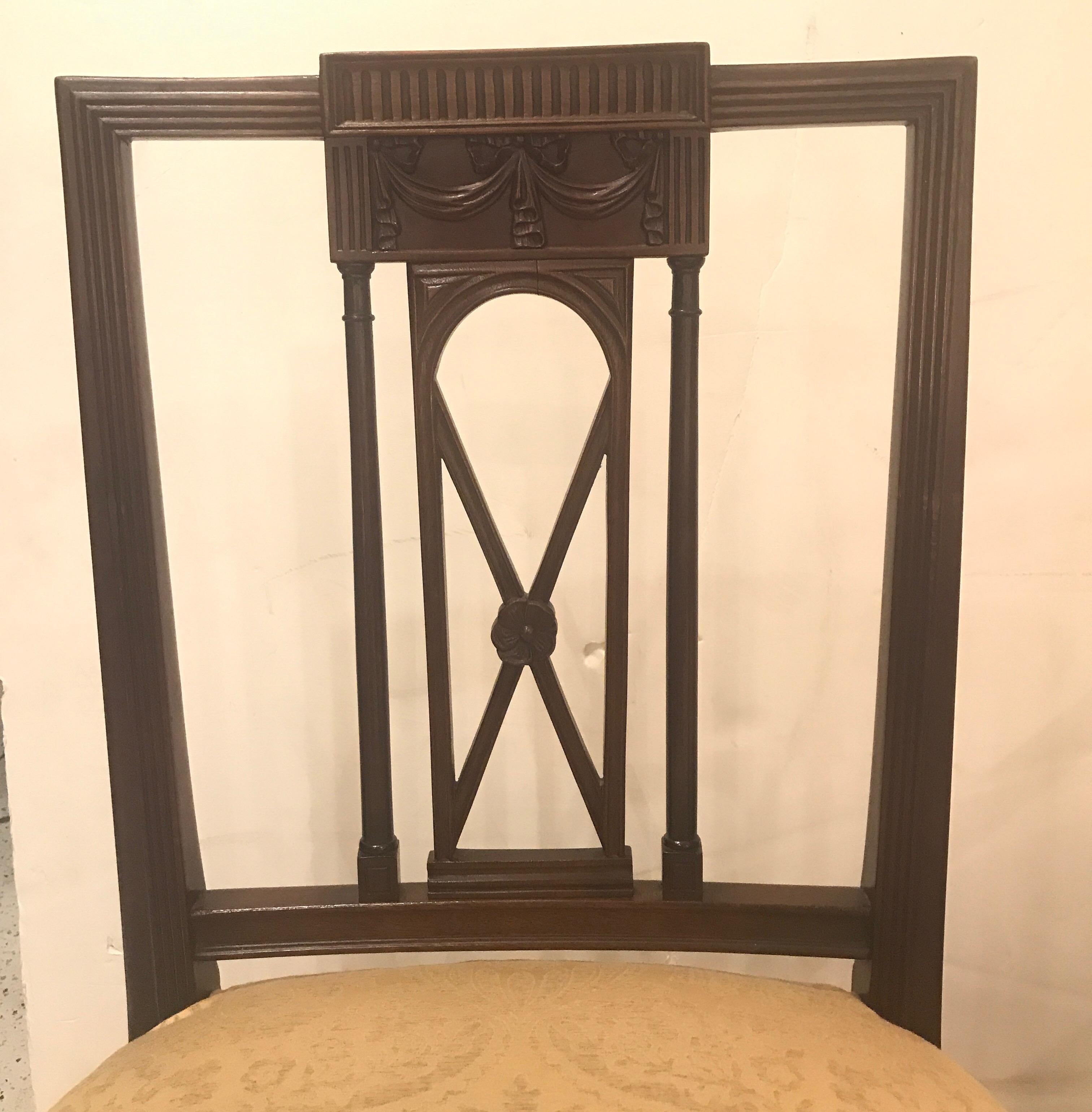 Hand-Carved Set of Six Hepplewhite Dining Chairs