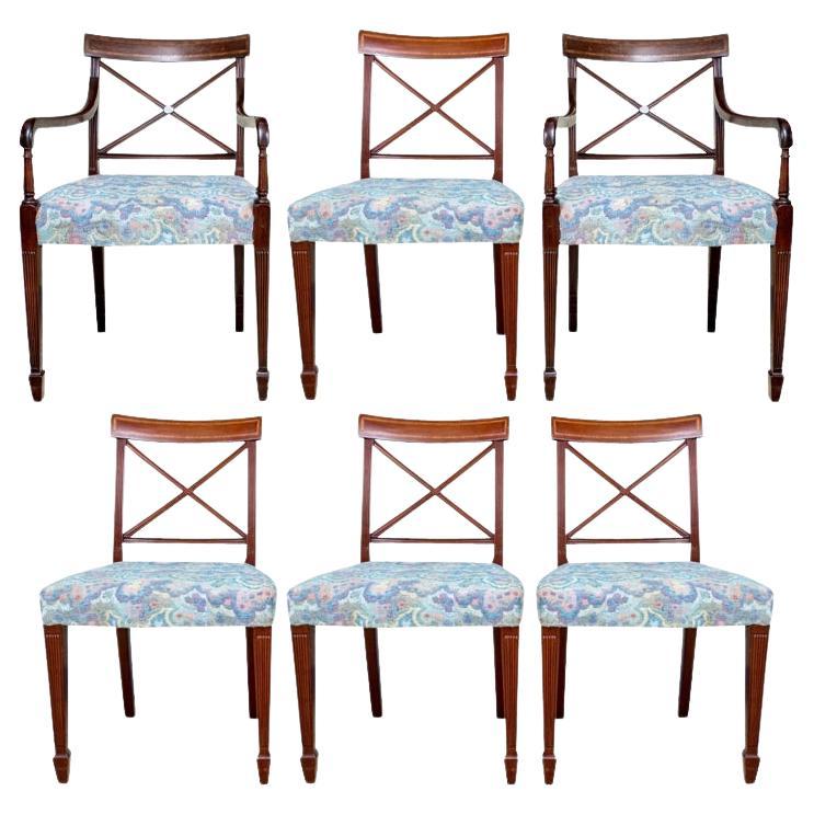 Set Of Six Hepplewhite Style Dining Chairs