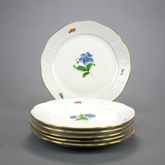 Set of Six Herend Porcelain China Dinner Plates 20th C.