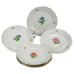 Vintage Set of Six Herend Porcelain China Dinner Plates 20th C.