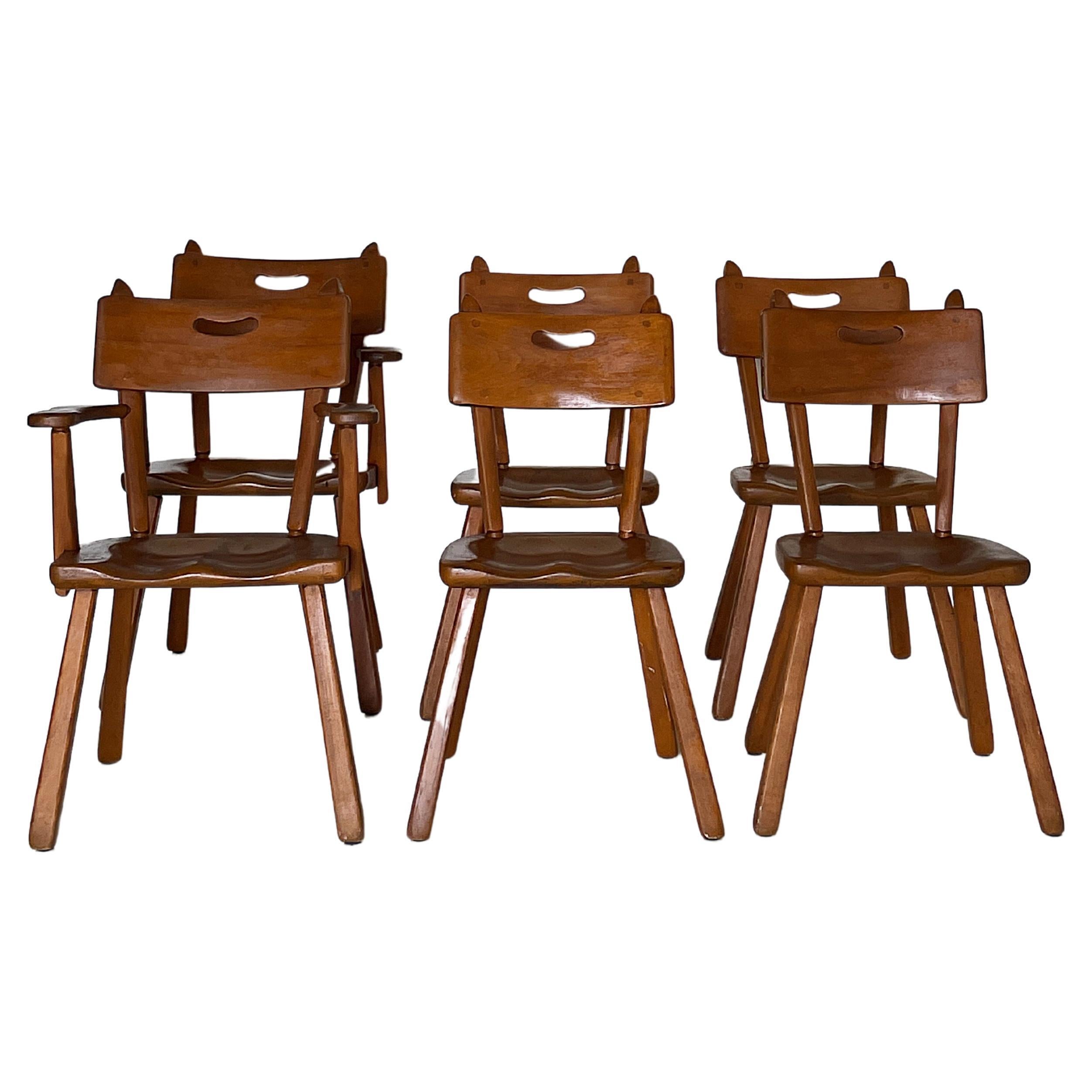 Set of Six Herman De Vries Cushman Colonial Rock Maple Dining Chairs