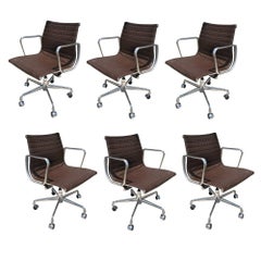 Set of Six Herman Miller Eames Aluminium Group Desk Chairs