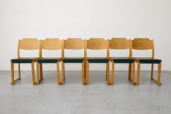 Set di sei sedie impilabili Herman Seeck per Asko "Model 495" con Greene & Greene Sea