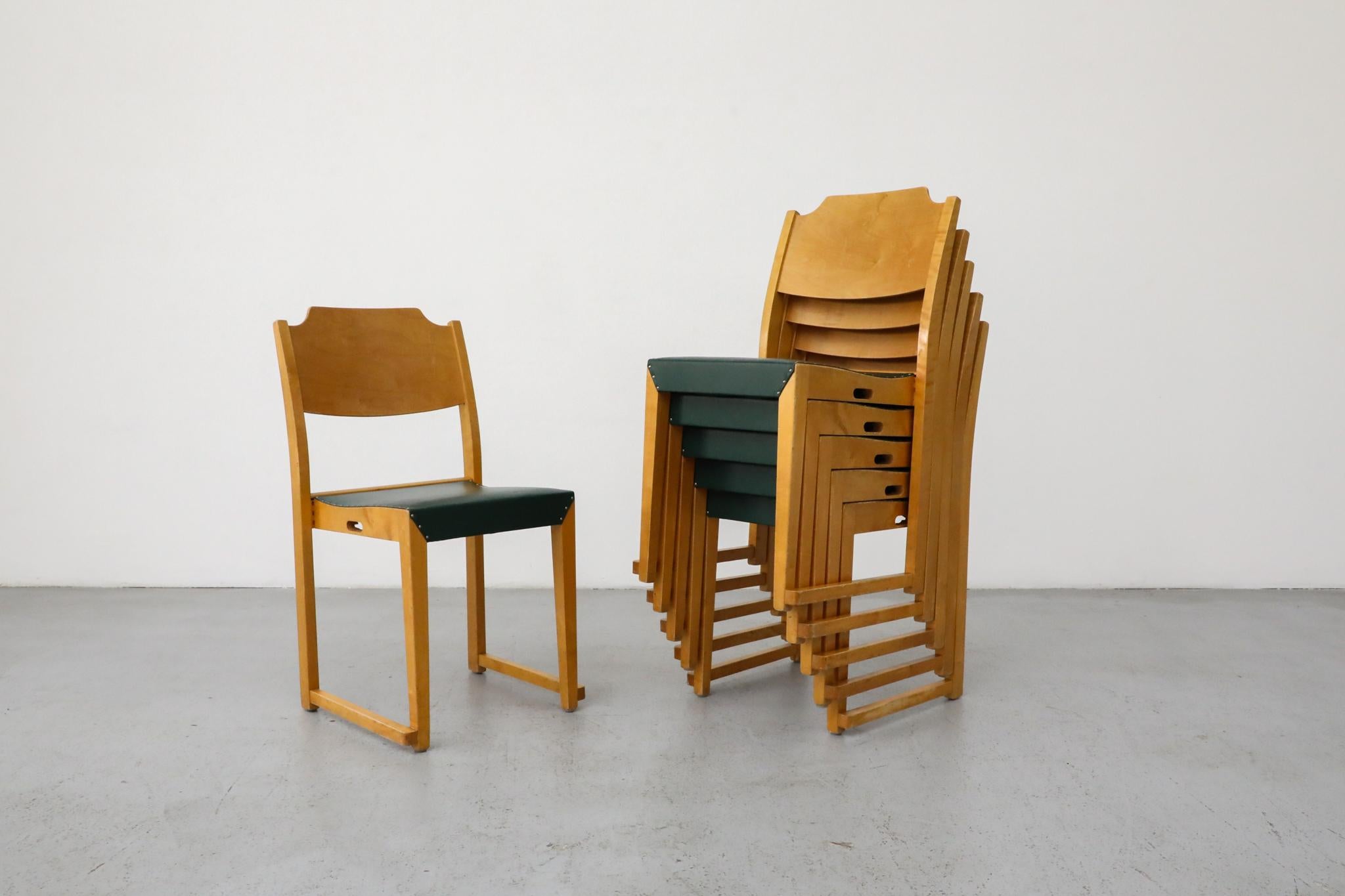 Imitation cuir Ensemble de six chaises empilables Herman Seeck pour Asko 