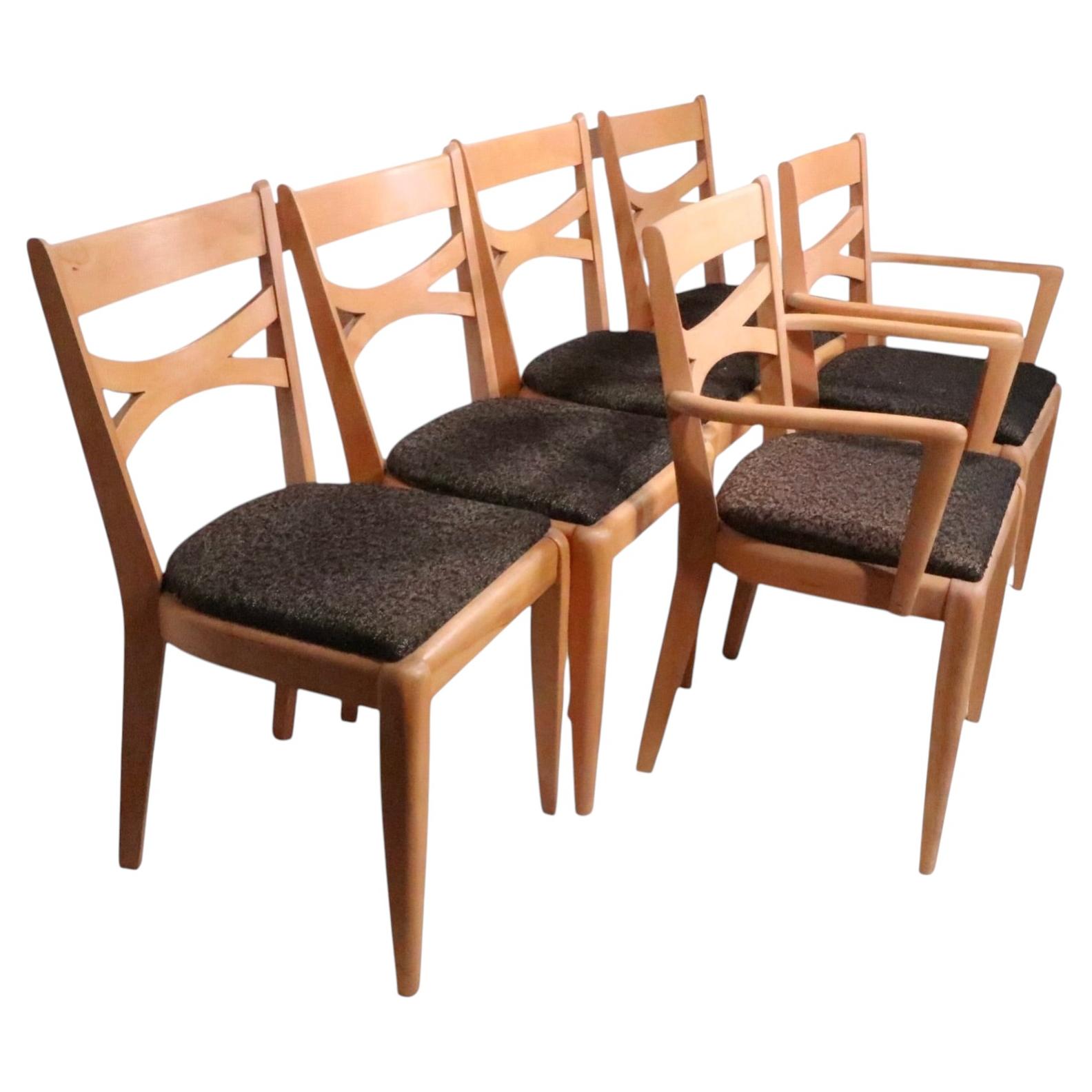 Set of Six Heywood Wakefield Cats Eye Dining Chairs M 553