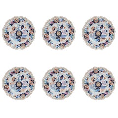 Set of Six Hicks & Meigh Stone China Floral Plates