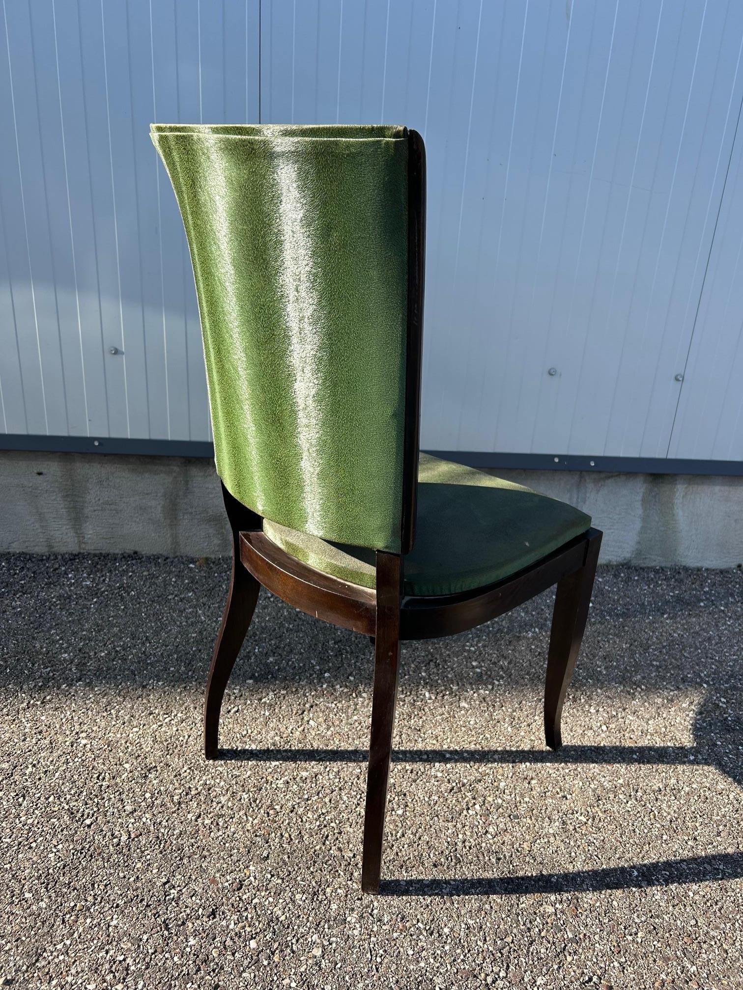 Set di sei sedie Art Déco con schienale alto in vendita 4