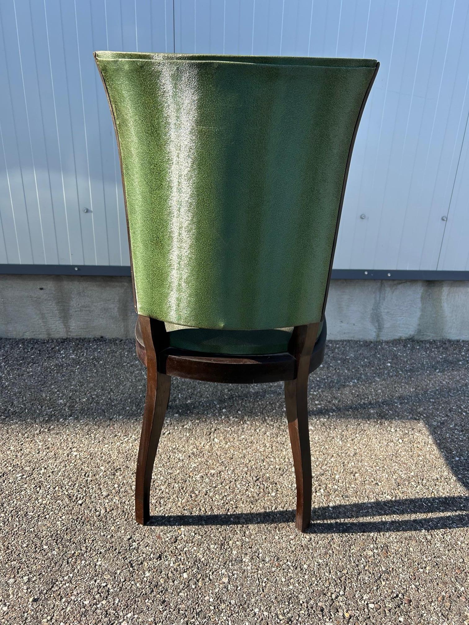 Set di sei sedie Art Déco con schienale alto in vendita 5