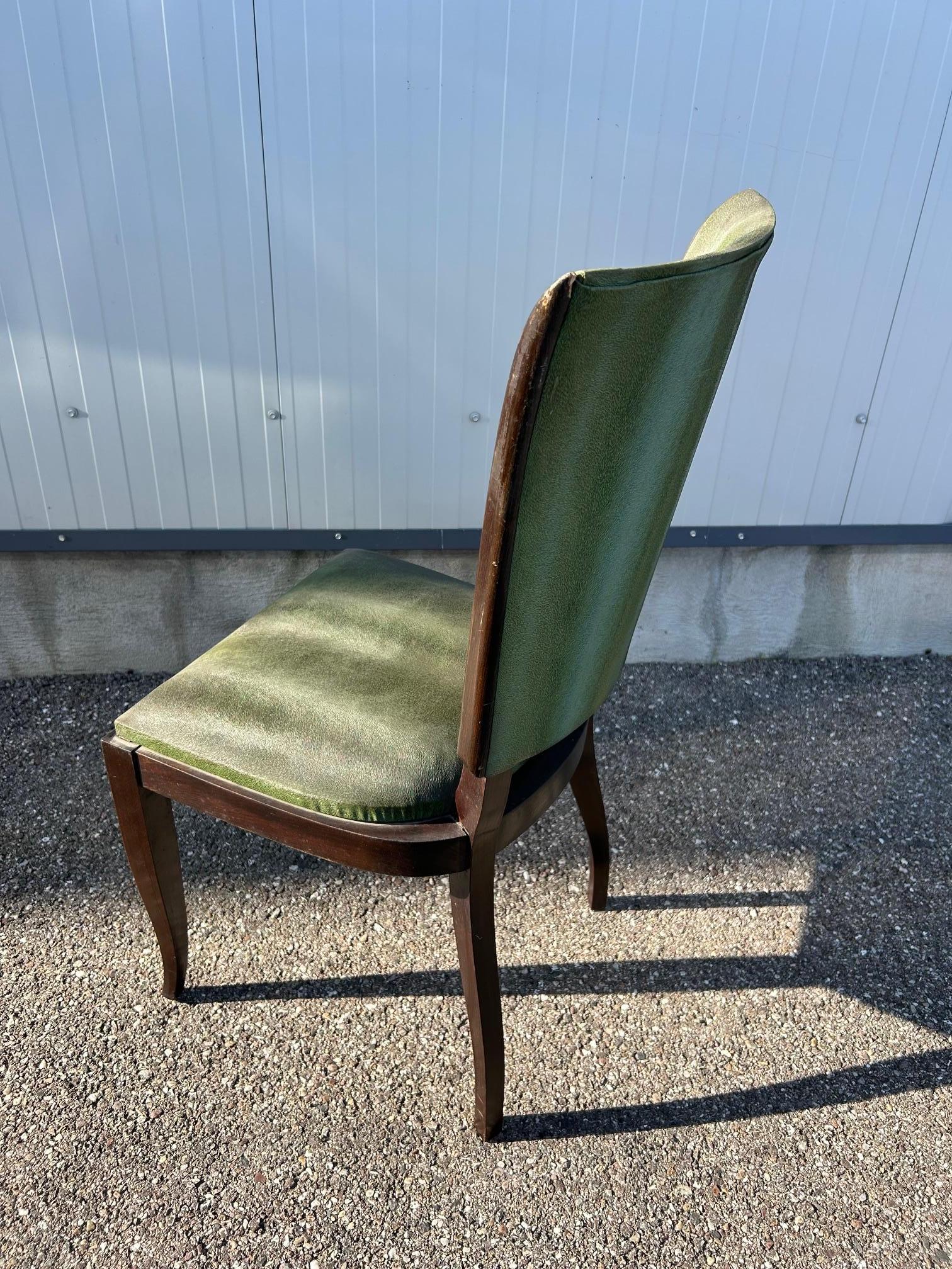 Set di sei sedie Art Déco con schienale alto in vendita 6