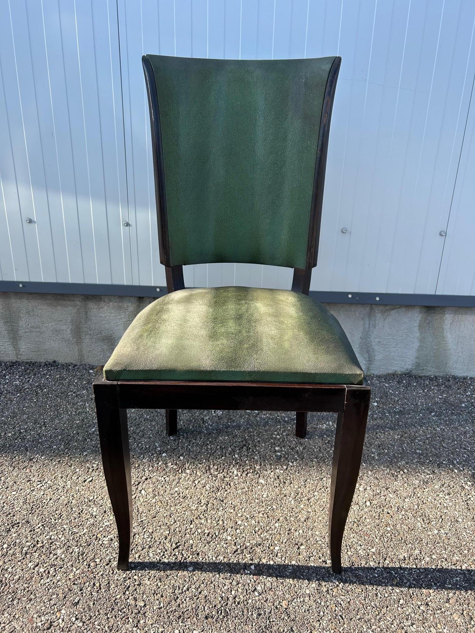 Set di sei sedie Art Déco con schienale alto in vendita 1