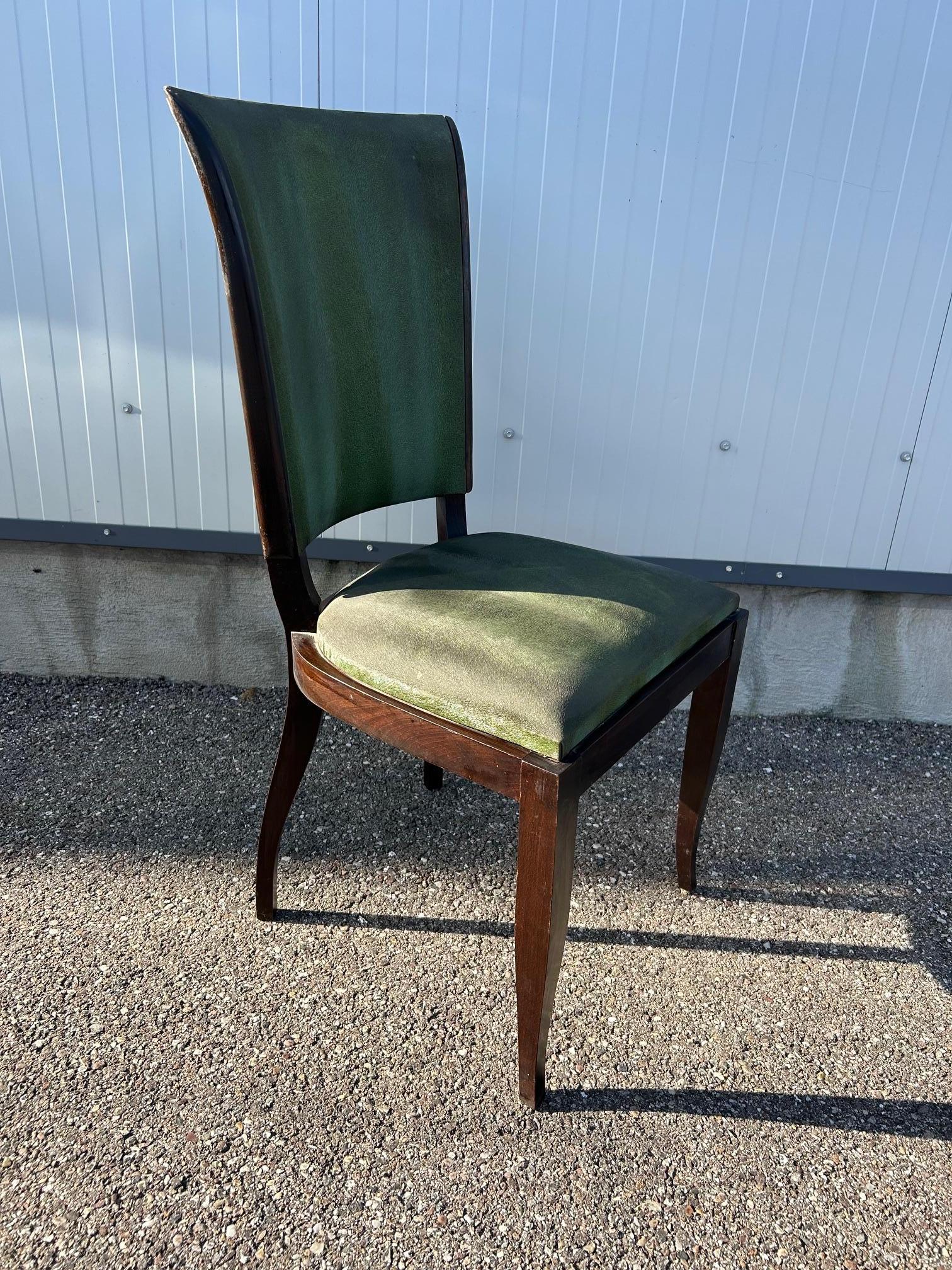 Set di sei sedie Art Déco con schienale alto in vendita 2