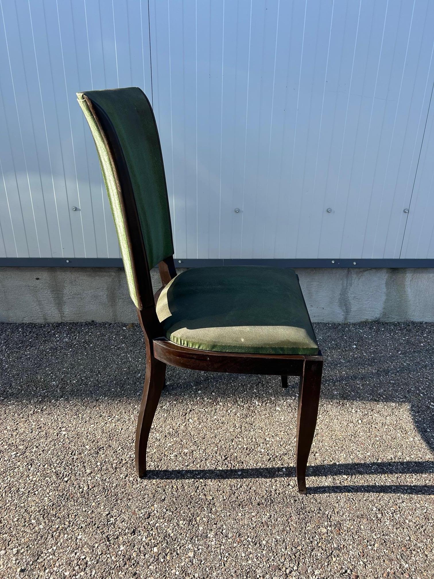 Set di sei sedie Art Déco con schienale alto in vendita 3