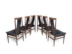Set of Six High-Back Brazilian Rosewood Dining Chairs  Scandinavian, c. 1960s