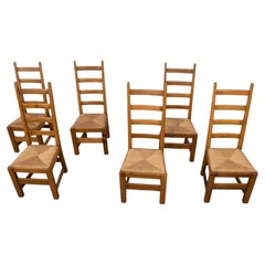 Set of six high back French dining chairs