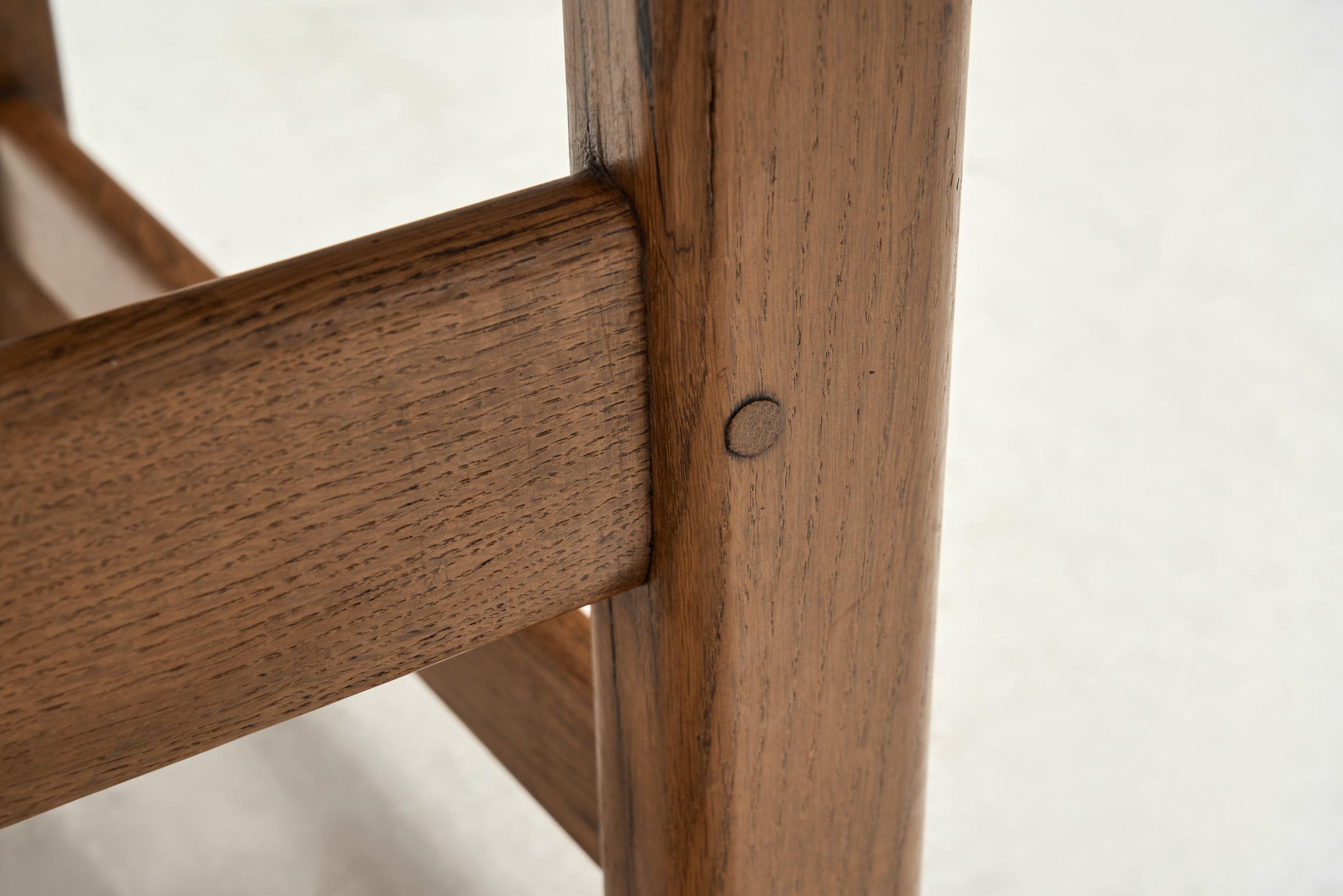 Set di sei sedie da pranzo con schienale alto in Oak e giunco, Francia, 1950 ca. in vendita 6