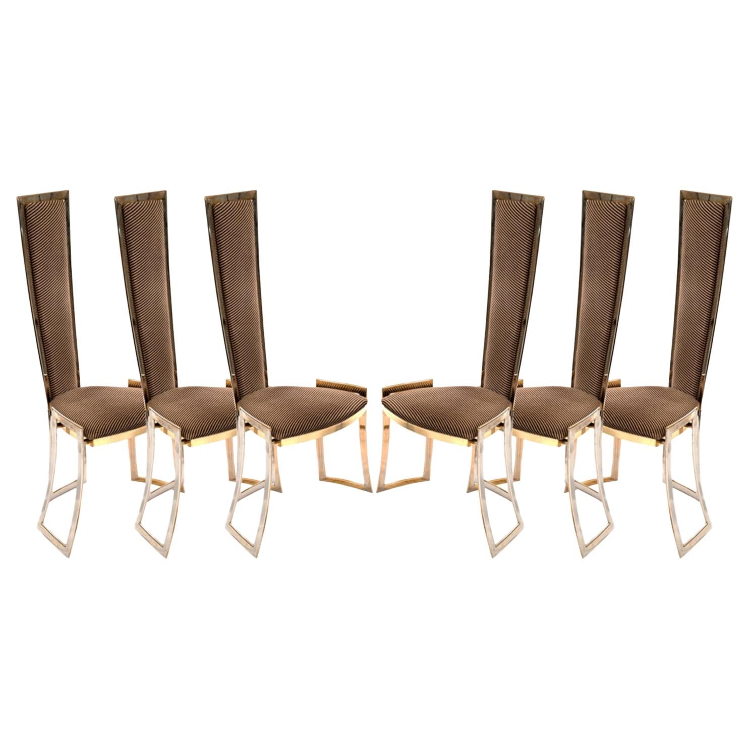 Set of Six High Backed Italian Mid-Century Modern Chairs, circa 1960 For Sale
