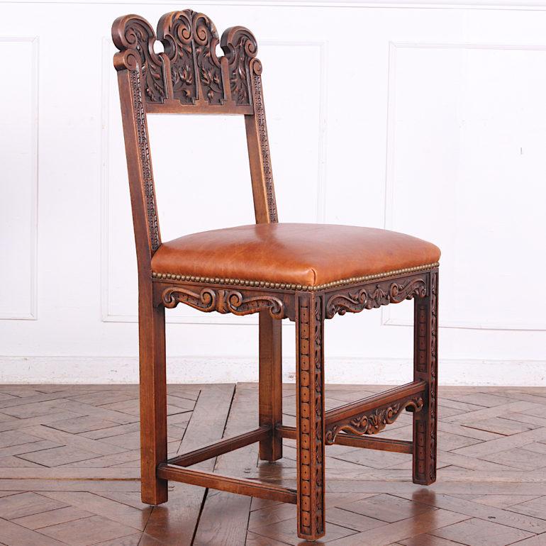 Set of Six Highly-Carved Walnut Dining Chairs 4