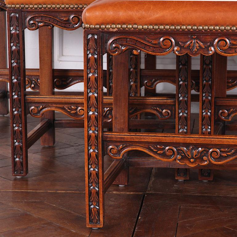 Set of Six Highly-Carved Walnut Dining Chairs In Good Condition In Vancouver, British Columbia