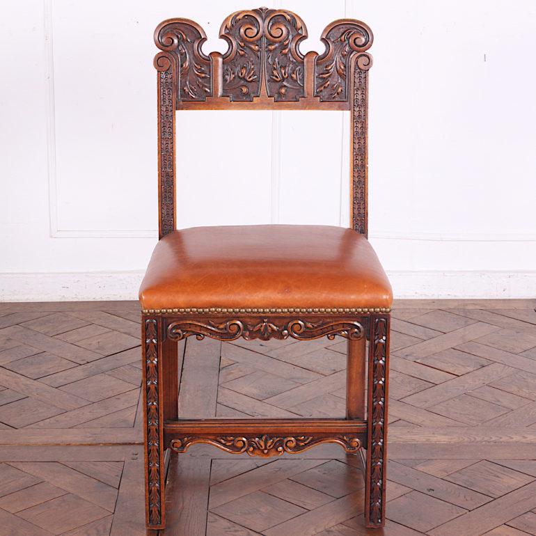 Set of Six Highly-Carved Walnut Dining Chairs 1