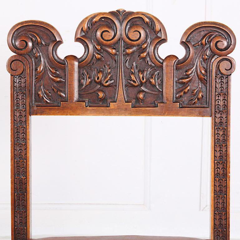 Set of Six Highly-Carved Walnut Dining Chairs 2