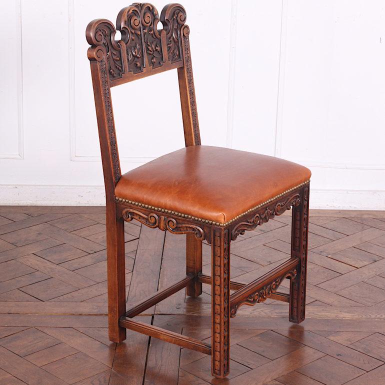 Set of Six Highly-Carved Walnut Dining Chairs 3