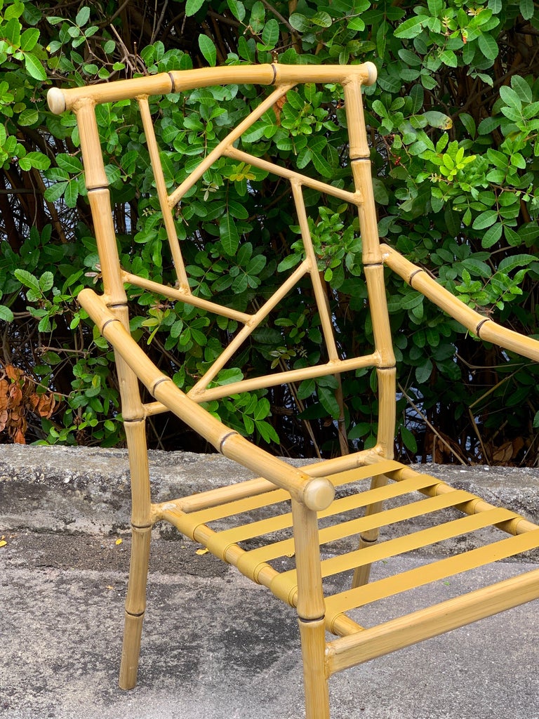 Set of Six Hollywood Regency Faux Bamboo Garden Chairs For Sale at 1stDibs