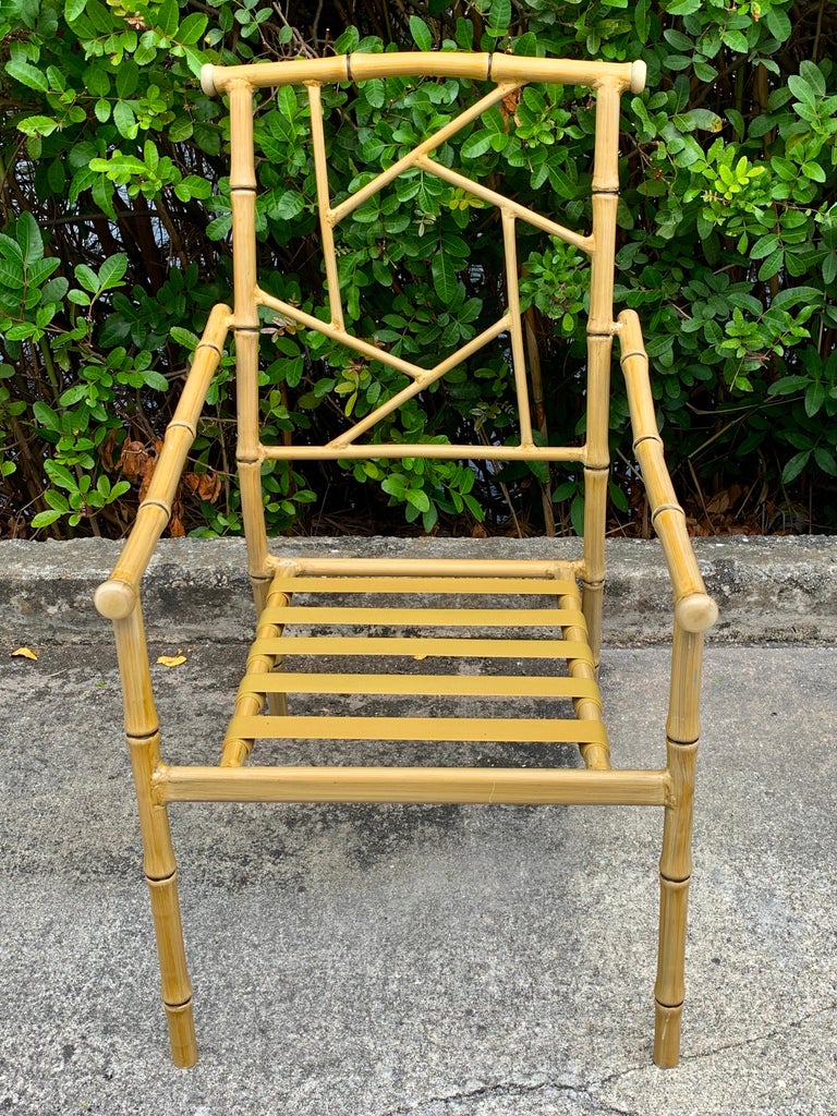 Set of Six Hollywood Regency Faux Bamboo Garden Chairs For Sale at 1stDibs