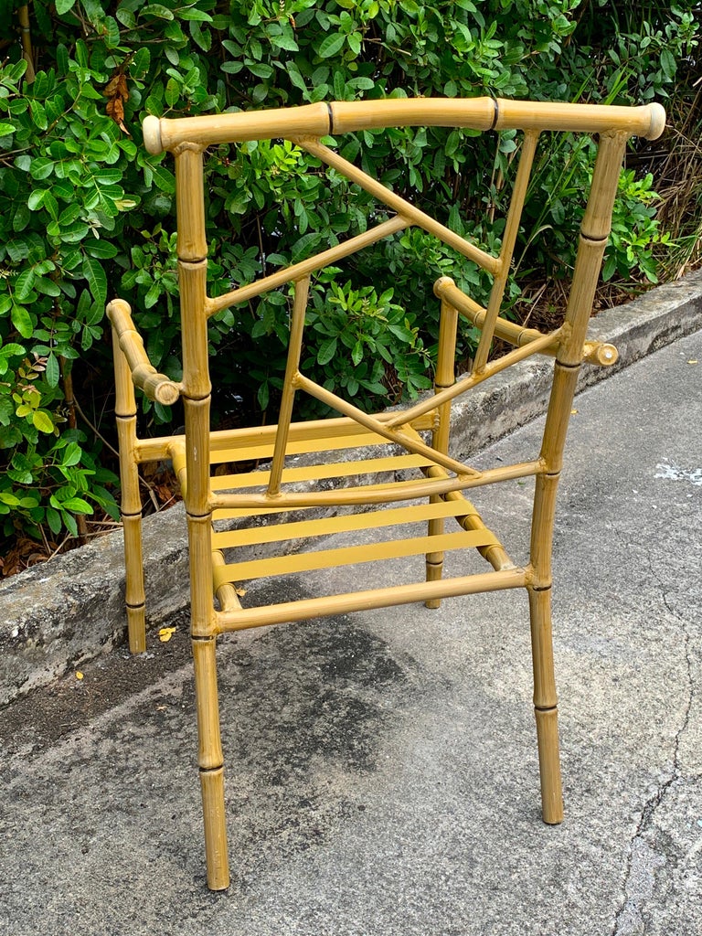 Set of Six Hollywood Regency Faux Bamboo Garden Chairs For Sale at 1stDibs