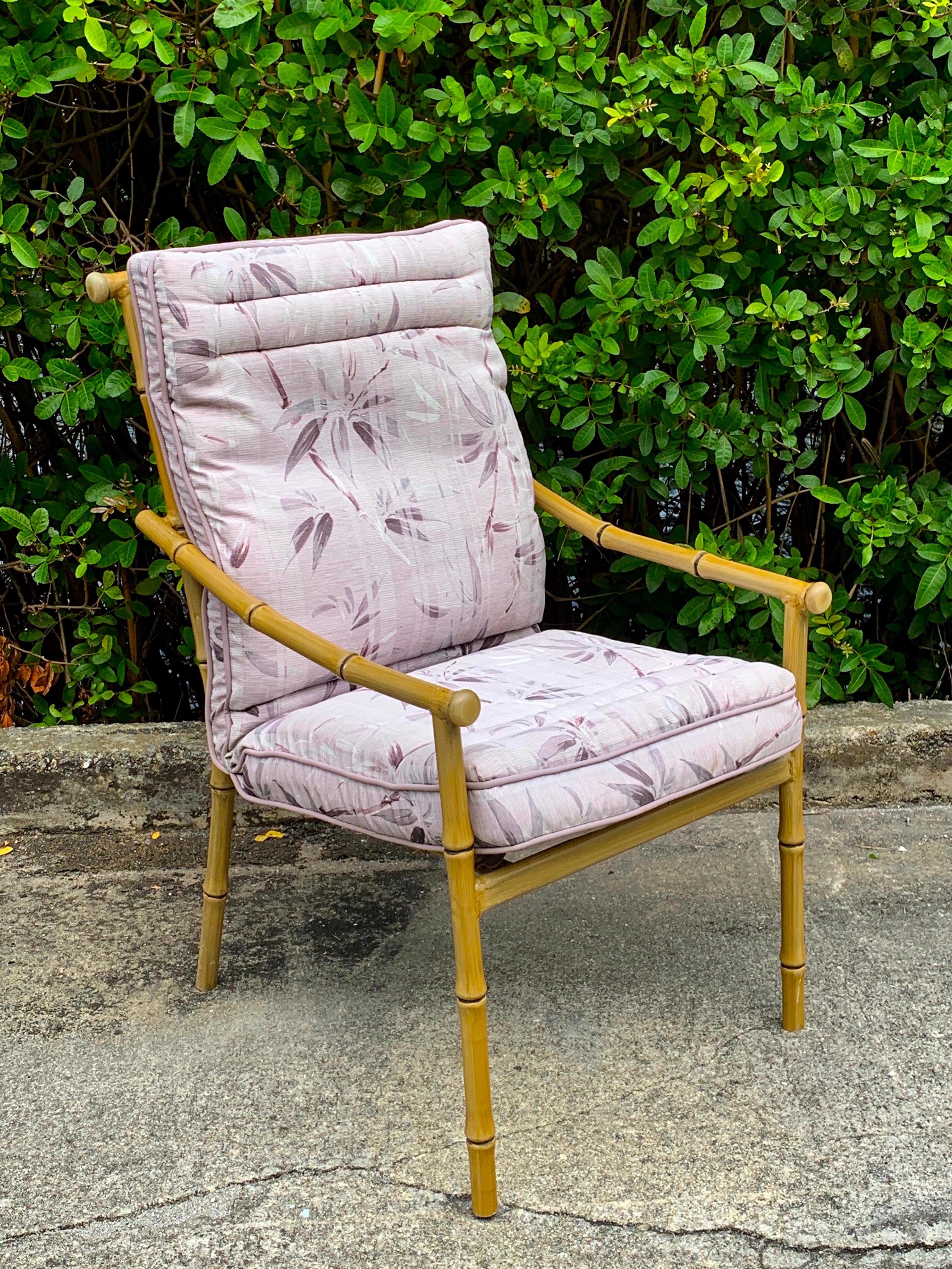 Set of Six Hollywood Regency Faux Bamboo Garden Chairs For Sale at 1stDibs