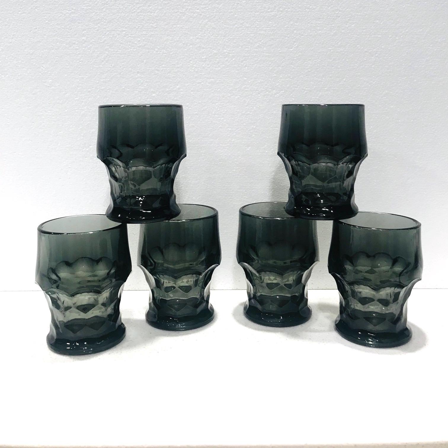 Set of Six Hollywood Regency Gothic Black Barware Rock Glasses, 1960s 4