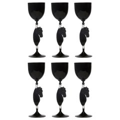 Set of Six Horse Murano Wine Glasses #6