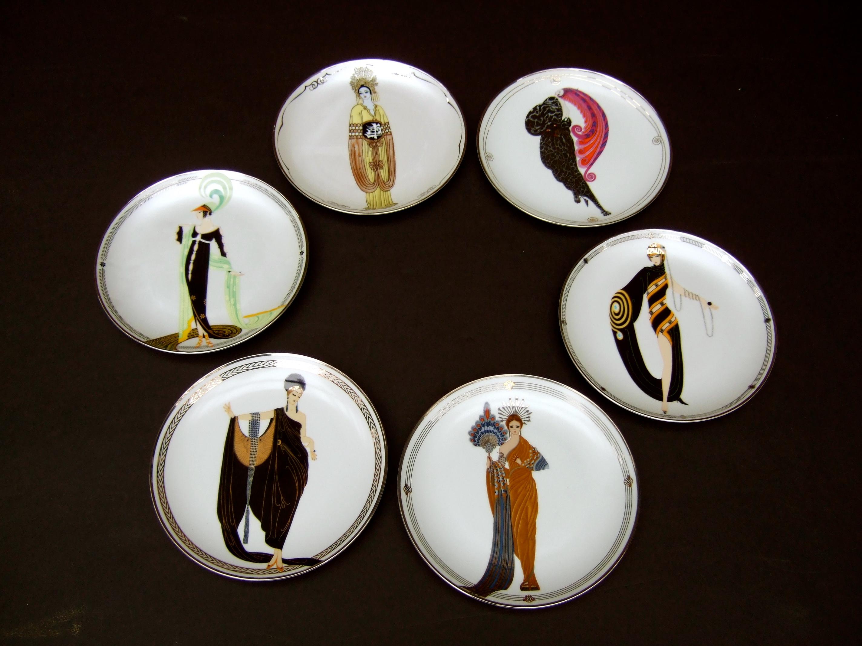 Set of Six House of Erte' Numbered Porcelain Decorative Plates c 1980s 4